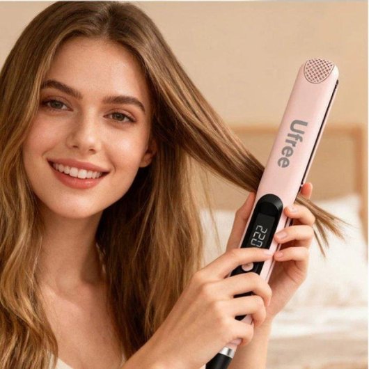 Lisseur 2-en-1 LED PTC Nobrand 220°C Ionique Rose