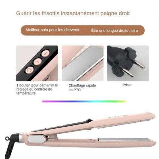 Lisseur 2-en-1 LED PTC Nobrand 220°C Ionique Rose