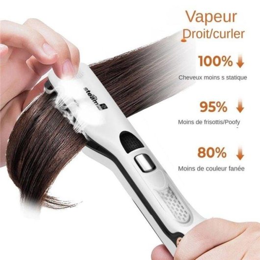 Lisseur Vapeur Céramique Tourmaline Nobrand 230ºC 5 Réglages Plaques larges Noir