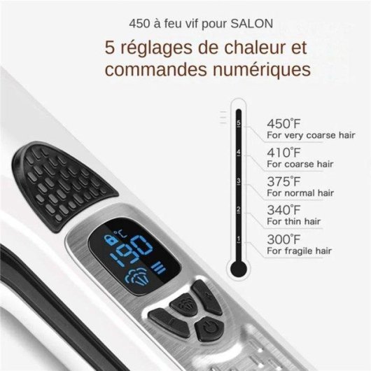 Lisseur Vapeur Céramique Tourmaline Nobrand 230ºC 5 Réglages Plaques larges Noir