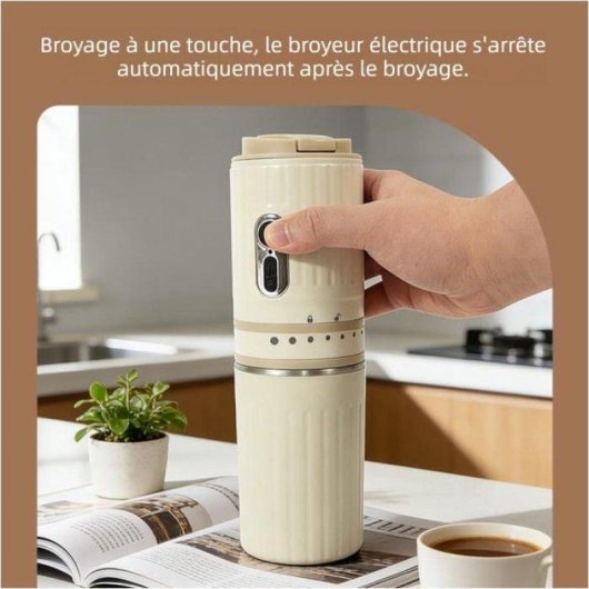 Moulin a cafe portatif Nobrand 7 niveaux Blanc cassé