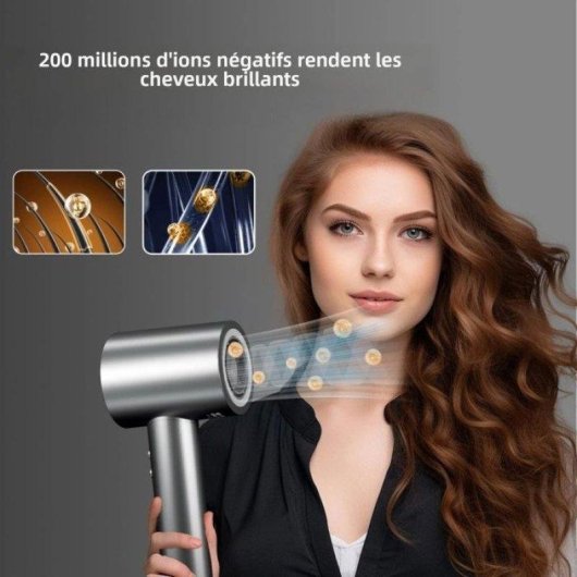 Sèche-cheveux Ionique Nobrand 1500W 3 Températures 4 Vitesses Écran Digital Gris