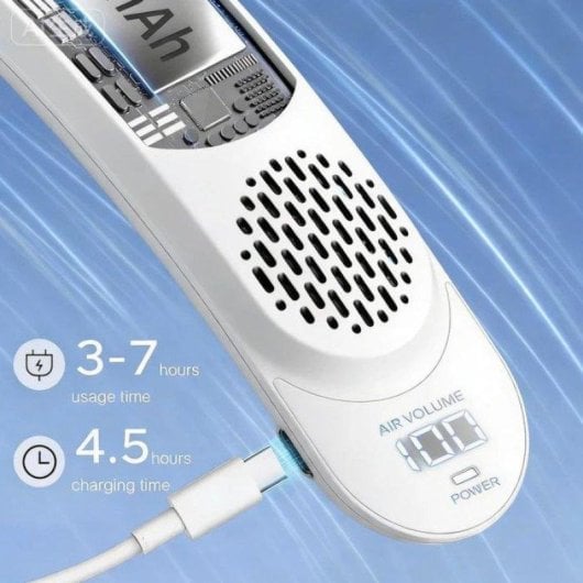Mini Ventilateur de Cou Sans Pales Nobrand 4000mAh 3 Vitesses USB Blanc