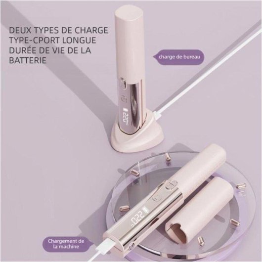 Lisseur Céramique Sans Fil Nobrand 220ºC 7 Niveaux Voyage Rose