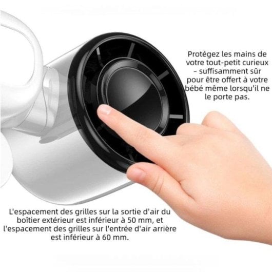 Mini Ventilateur Portable Nobrand Double Tête 3 Vitesses LED USB Blanc
