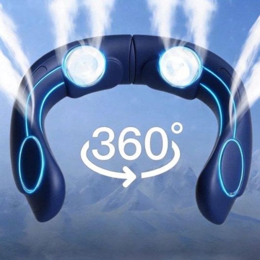 Mini Ventilateur de Cou Sans Pales Nobrand 4000 mAh 3 Vitesses Bleu USB