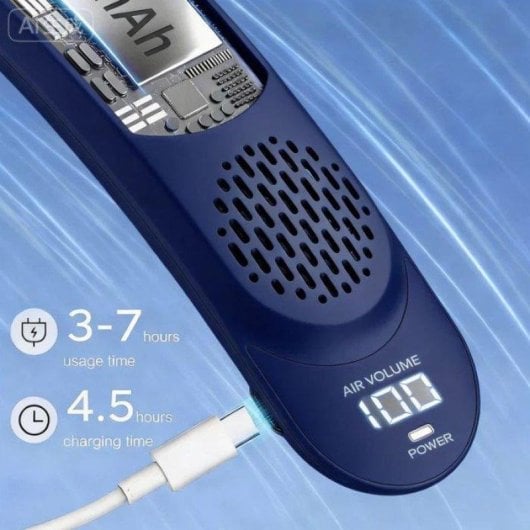 Mini Ventilateur de Cou Sans Pales Nobrand 4000 mAh 3 Vitesses Bleu USB