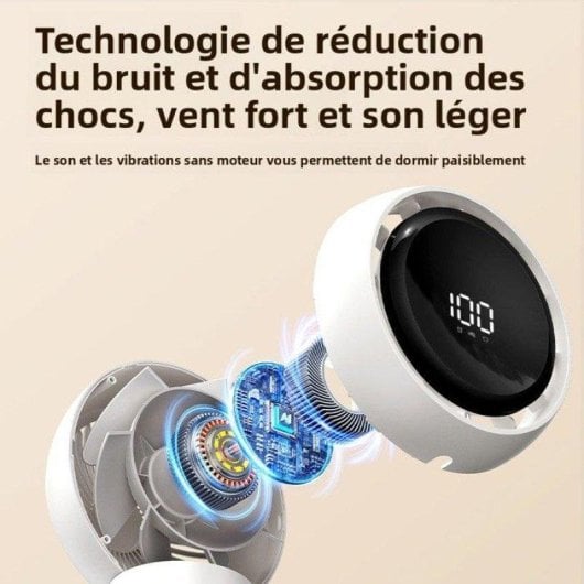 Ventilateur de Table Nobrand 5 Vitesses Oscillant Silencieux Batterie 6000mAh Blanc
