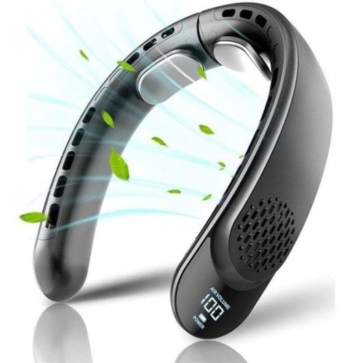 Mini Ventilateur de Cou Sans Pales Nobrand 4000mAh 3 Vitesses Oscillation USB Noir