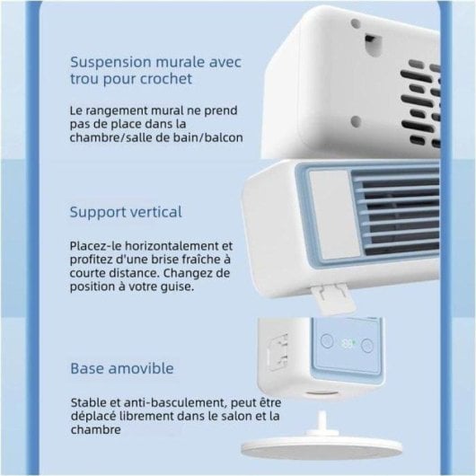 Ventilateur Colonne Sans Pales Nobrand 5 Vitesses Batterie 4000mAh USB-C Blanc Télécommande