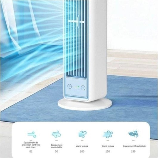 Ventilateur Colonne Sans Pales Nobrand 5 Vitesses Batterie 4000mAh USB-C Blanc Télécommande