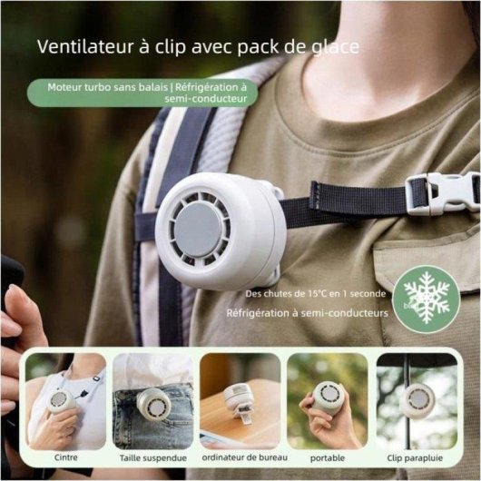 Mini Ventilateur Sans Pales Nobrand 3 Vitesses USB 2000mAh Autonomie 8h Blanc