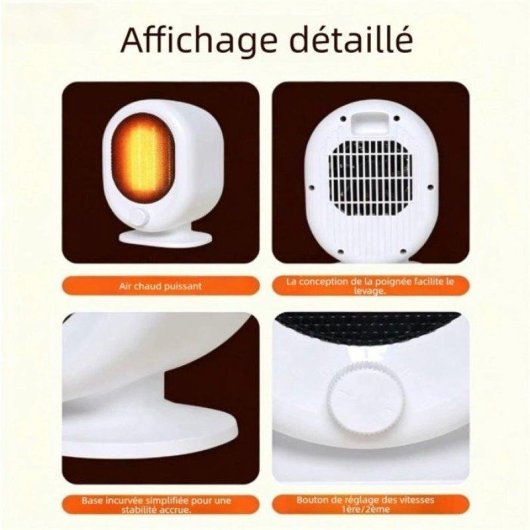 Calefacteur de bureau Nobrand 600-1200W silencieux blanc sécurisé