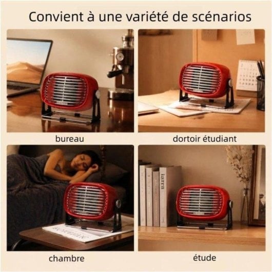 Mini Radiateur Électrique Nobrand PTC 500W Silencieux Portable Rouge
