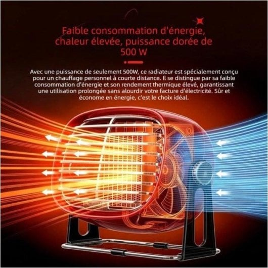 Mini Radiateur Électrique Nobrand PTC 500W Silencieux Portable Rouge