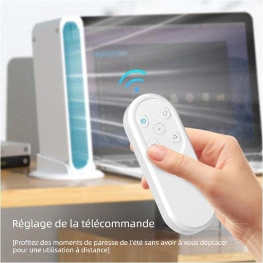 Ventilateur de Bureau Sans Pales Nobrand 3 Vitesses Oscillation Télécommande USB Batterie 6000mAh Blanc
