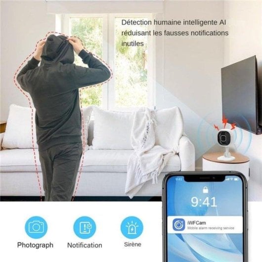 Caméra de surveillance Nobrand 1080P Vision Nocturne Intérieure Audio Bidirectionnel Giro 360°