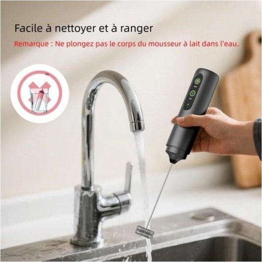 Mousseur de lait electrique portable Nobrand 2 vitesses USB-C Noir