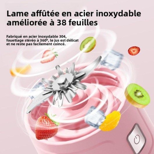 Mini Blender Nobrand Portable Rechargeable Verre 450 ml 21000 rpm Rose