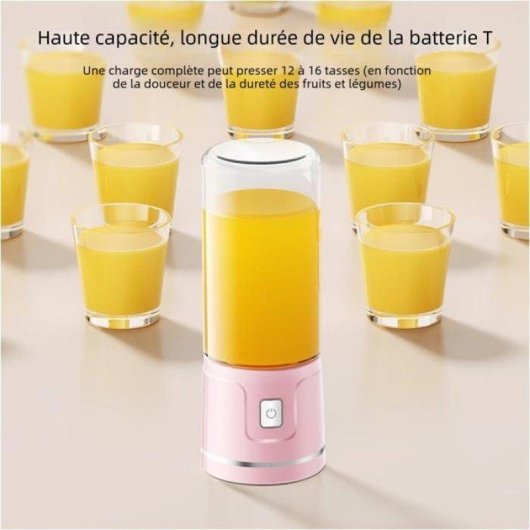 Mini Blender Nobrand Portable Rechargeable Verre 450 ml 21000 rpm Rose