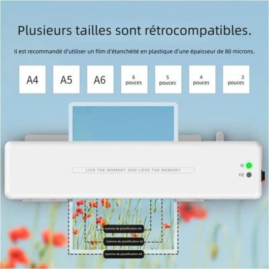 Plastifieuse Nobrand Chaud et Froid 320 mm/min Controle Intelligent Blanc