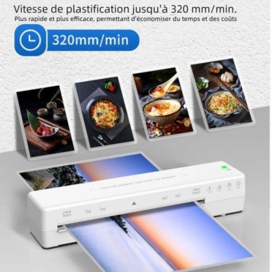 Plastifieuse Nobrand Chaud et Froid 320 mm/min Controle Intelligent Blanc
