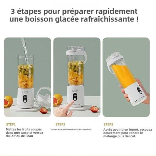 Blender Portatif Sans Fil Nobrand 600 ml 20000 rpm Ecran Tactile Blanc