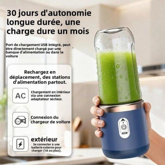 Mixeur Portable Nobrand 400 ml Sans Fil Bleu 21000 rpm