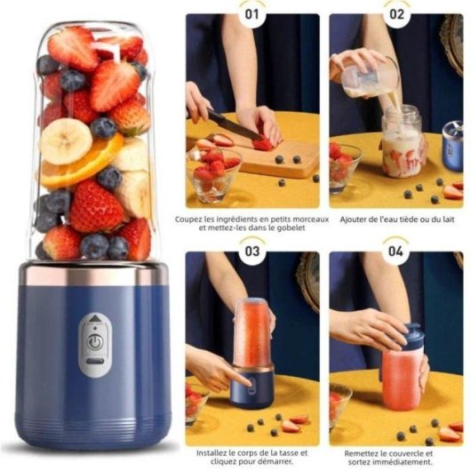 Mixeur Portable Nobrand 400 ml Sans Fil Bleu 21000 rpm