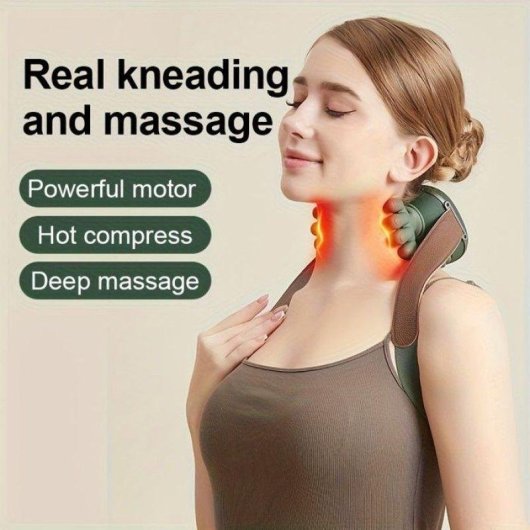 Masseur cervical biomimétique 5-en-1 infrarouge chaleur pression air Vert