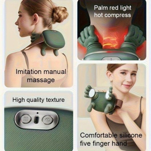 Masseur cervical biomimétique 5-en-1 infrarouge chaleur pression air Vert