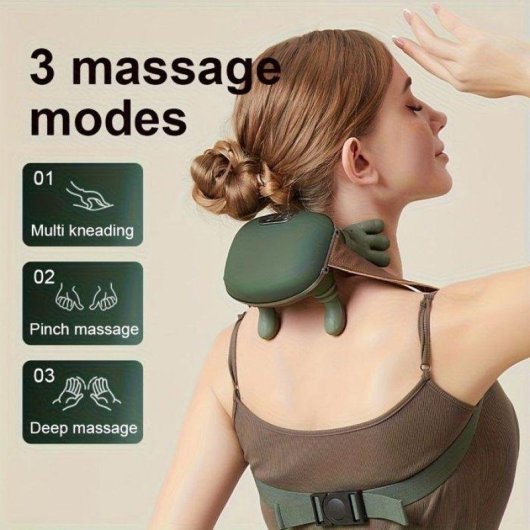 Masseur cervical biomimétique 5-en-1 infrarouge chaleur pression air Vert