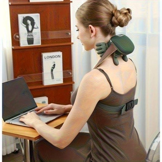 Masseur cervical biomimétique 5-en-1 infrarouge chaleur pression air Vert