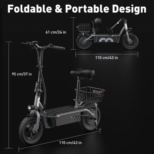 Elektrische step iScooter F2 500W Bereik 30km 10'' Luchtbanden Trommelremmen Grijs
