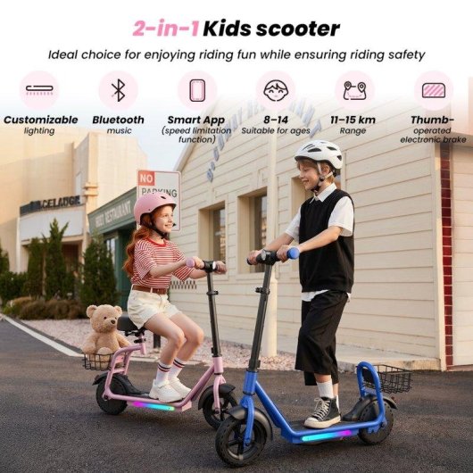 Monopattino elettrico iScooter iK7 250W Autonomia 15km Pneumatici pieni 8,5" Rosa