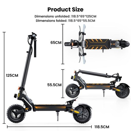 Elektrische step iScooter W10 1200W Bereik 60km 10'' Offroad banden Schijfremmen Opvouwbaar