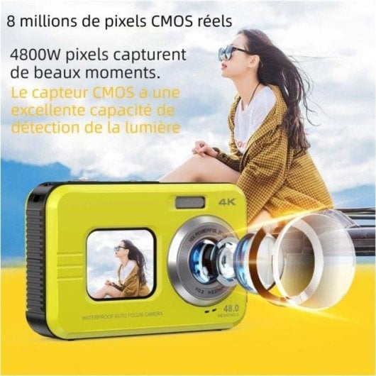 Caméra Compacte Nobrand Double Écran 8MP Zoom 16x USB Jaune