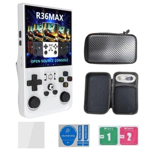 Nobrand R36S MAX Console Retro Portable Linux 128GB 20000 Jeux Blanc