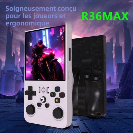 Nobrand R36S MAX Console Retro Portable Linux 128GB 20000 Jeux Blanc