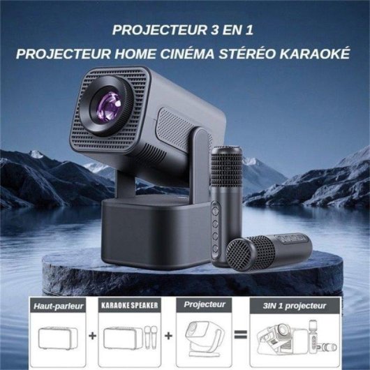 Projecteur Nobrand Full HD 1080p 2000 Lumens 130" LED DLP WiFi Bluetooth Portable