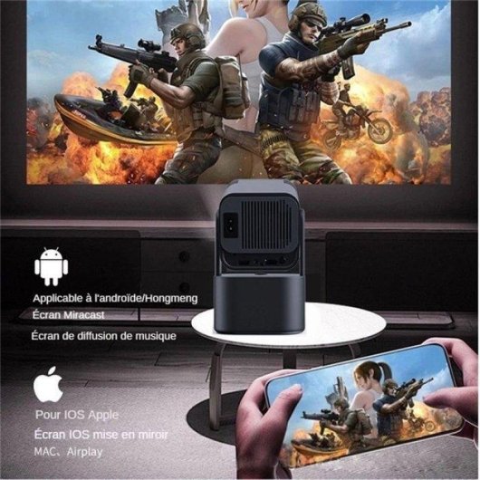 Projecteur Nobrand Full HD 1080p 2000 Lumens 130" LED DLP WiFi Bluetooth Portable