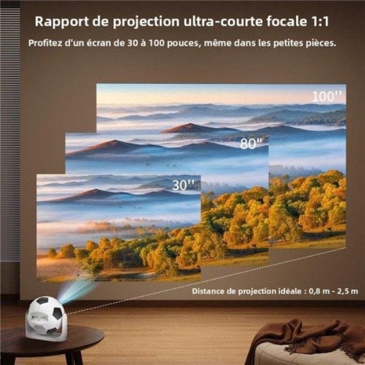 Projecteur portable Nobrand 720p 200 Lumens 100" LED DLP Compact Noir