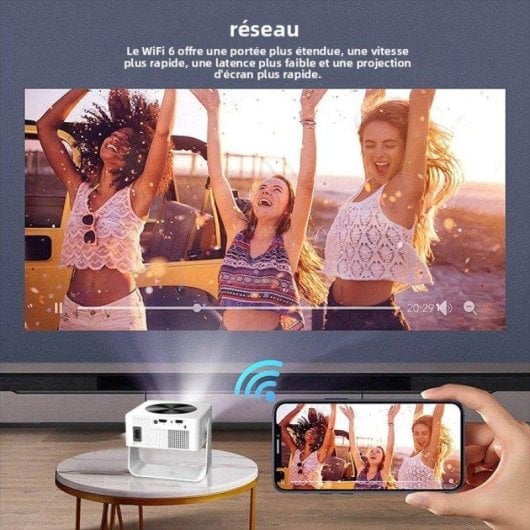 Projecteur Nobrand Portable 1080p 45 W 120" Blanc Correction 4 Voies Sans Fil