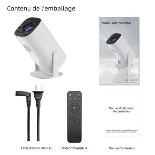 Projecteur portable Nobrand P30 720P 280 Lumens 120" WiFi Bluetooth Android