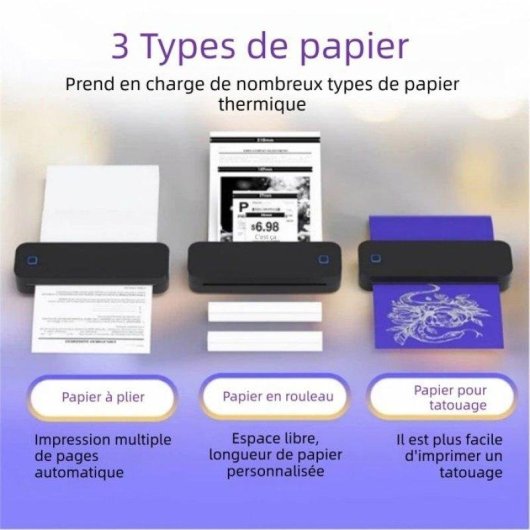 Imprimante Thermique Portable Bluetooth Nobrand A4 Sans Encre Multifonction