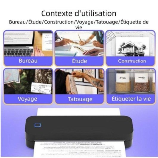 Imprimante Thermique Portable Bluetooth Nobrand A4 Sans Encre Multifonction
