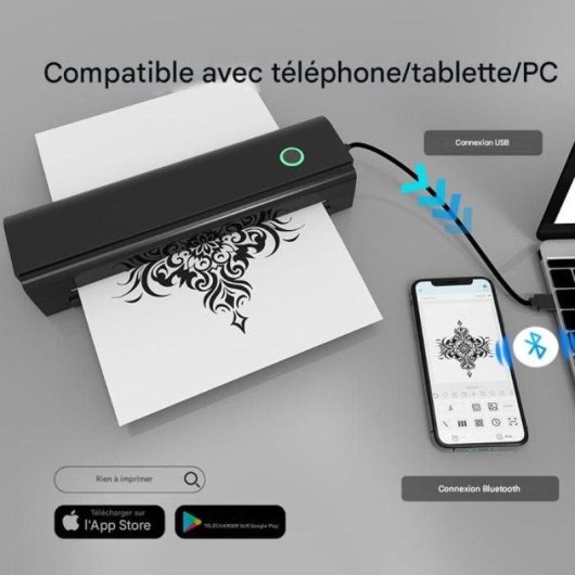 Imprimante Thermique Portable Bluetooth Nobrand N80 A4 US Letter 203 dpi