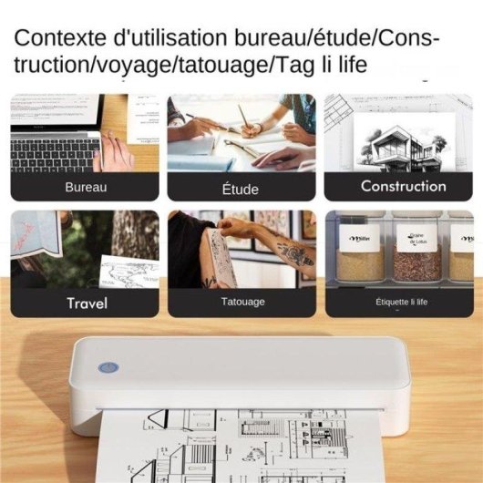 Imprimante Thermique Portable Bluetooth USB Nobrand Blanche Compatible A4 57 77 107 mm