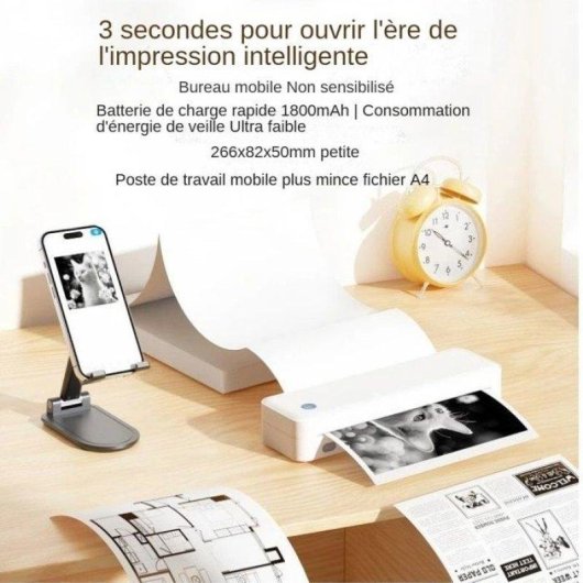 Imprimante Thermique Portable Bluetooth USB Nobrand Blanche Compatible A4 57 77 107 mm