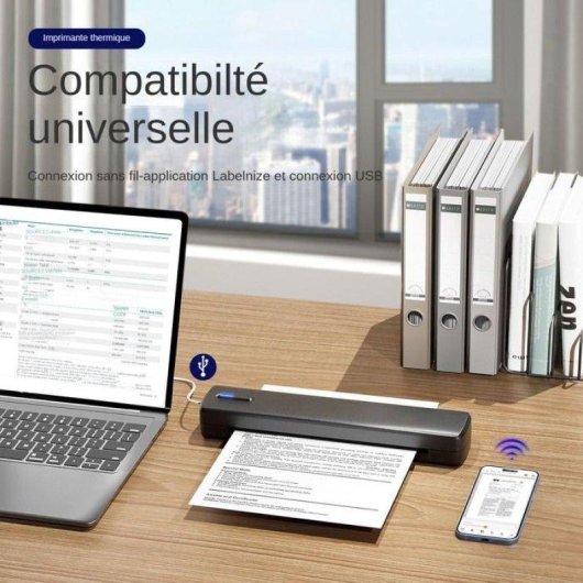 Imprimante thermique Bluetooth portable A4 Nobrand sans encre noire